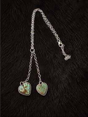 Sterling Silver Mine 8 Turquoise Heart Drop Necklace - Women's Jewelry